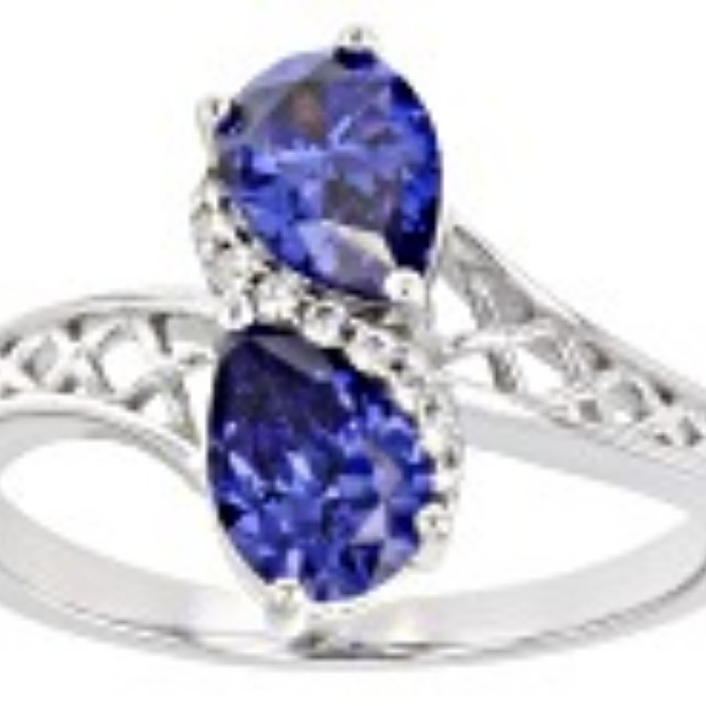 NWT LAB CREATED TANZANITE AND WHITE DIAMOND RING SZ 5